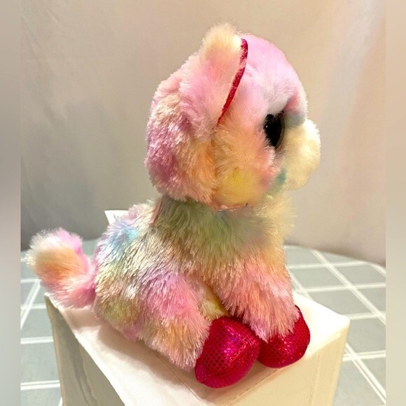 RARE ZURU Meowing Pet Cat Pink Pastel Rainbow Glitter Eyes Plush Paris, France - Picture 2 of 9